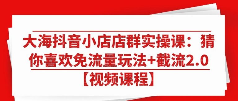 大海抖音小店店群实操课：猜你喜欢免流量玩法 截流2.0-吾爱学吧