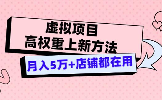 淘宝虚拟项目高权重上新方法，月入5万+店铺都在用（实战）-吾爱学吧