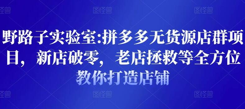 野路子实验室电商课程:拼多多无货源店群项目，全方位教你打造火爆店铺-吾爱学吧