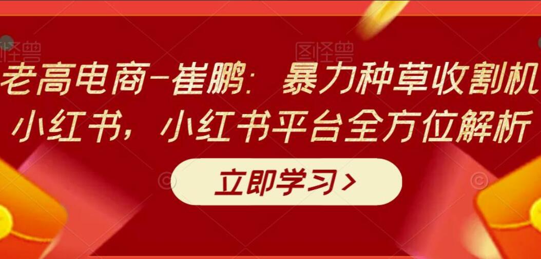 老高电商·崔鹏：暴力种草收割机小红书平台全方位解析-吾爱学吧