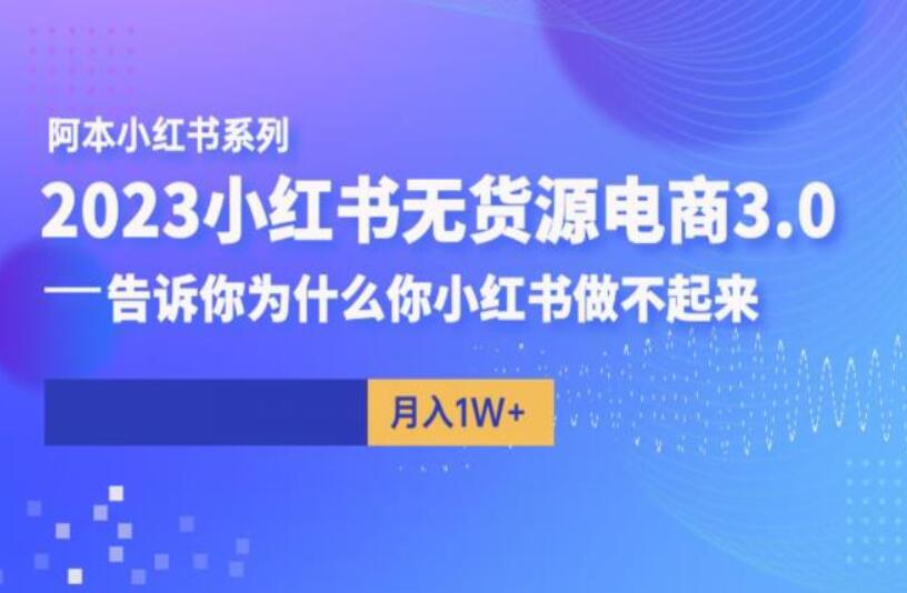 阿本·小红书无货源电商3.0，实战告诉你为什么你小红书做不起来-吾爱学吧