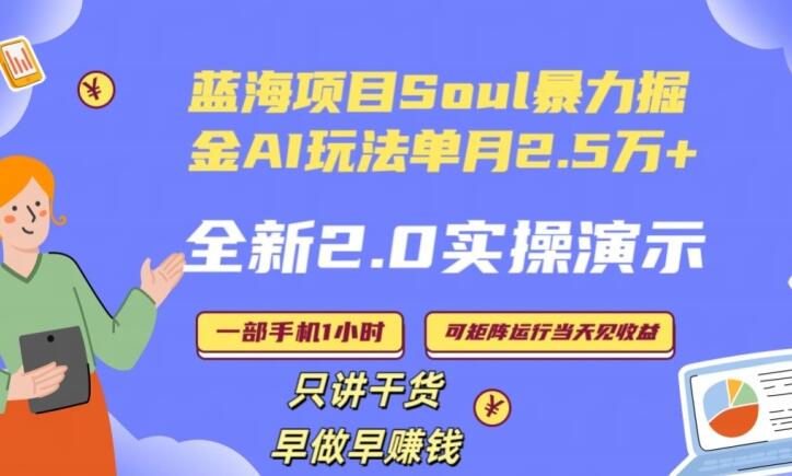 Soul单月变现25000+教程，全新2.0AI掘金玩法全程实操演示小白好上手（揭秘）-吾爱学吧