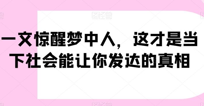 一文惊醒梦中人·这才是当下社会能让你发达的真相（公众号付费文章）-吾爱学吧