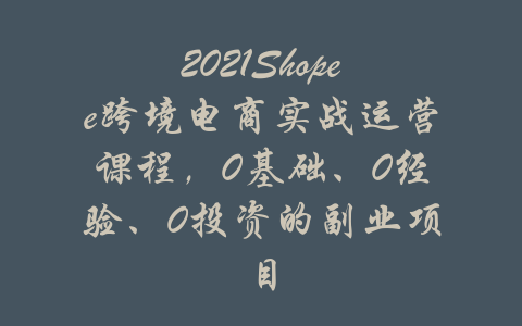 2021Shopee跨境电商实战运营课程，0基础、0经验、0投资的副业项目-吾爱学吧