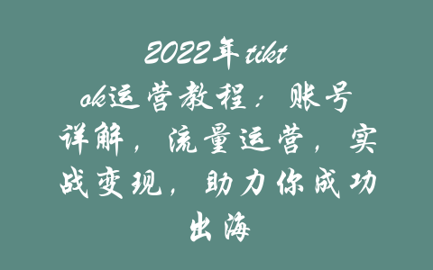 2022年tiktok运营教程：账号详解，流量运营，实战变现，助力你成功出海-吾爱学吧