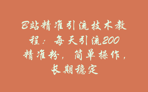 B站精准引流技术教程：每天引流200精准粉，简单操作，长期稳定-吾爱学吧