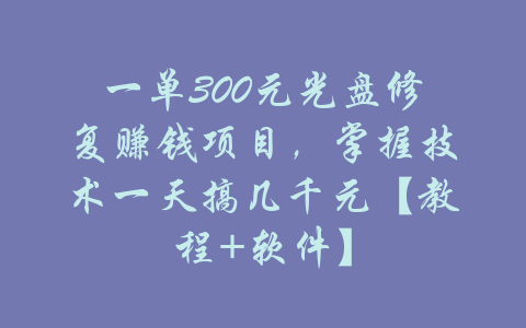 一单300元光盘修复赚钱项目，掌握技术一天搞几千元【教程+软件】-吾爱学吧