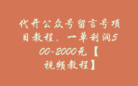 代开公众号留言号项目教程，一单利润500-2000元【视频教程】-吾爱学吧