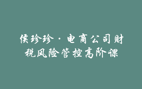 侯珍珍·电商公司财税风险管控高阶课-吾爱学吧