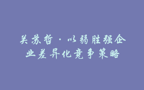 关苏哲·以弱胜强企业差异化竞争策略-吾爱学吧