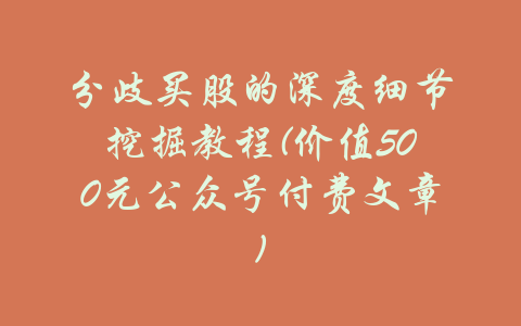 分歧买股的深度细节挖掘教程(价值500元公众号付费文章)-吾爱学吧