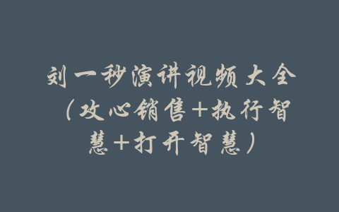 刘一秒演讲视频大全（攻心销售+执行智慧+打开智慧）-吾爱学吧