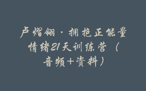 卢熠翎·拥抱正能量情绪21天训练营（音频+资料）-吾爱学吧