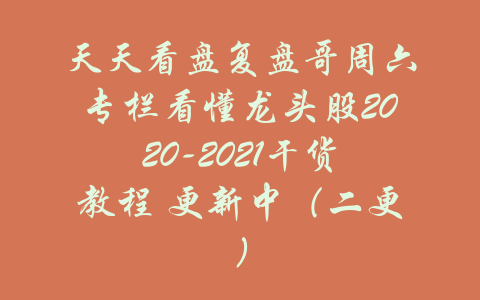 天天看盘复盘哥周六专栏看懂龙头股2020-2021干货教程 更新中（二更）-吾爱学吧