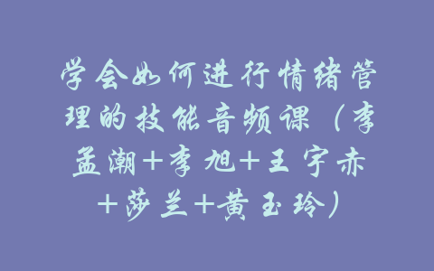 学会如何进行情绪管理的技能音频课（李孟潮+李旭+王宇赤+莎兰+黄玉玲）-吾爱学吧