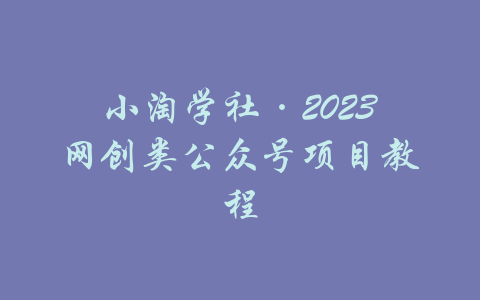 小淘学社·2023网创类公众号项目教程-吾爱学吧