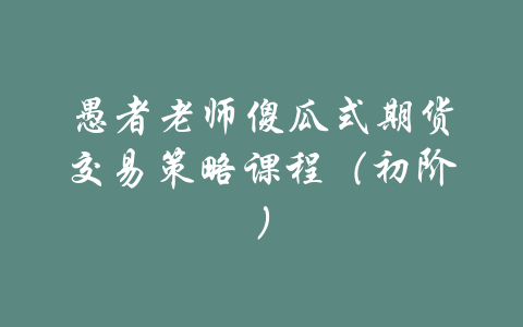 愚者老师傻瓜式期货交易策略课程（初阶）-吾爱学吧