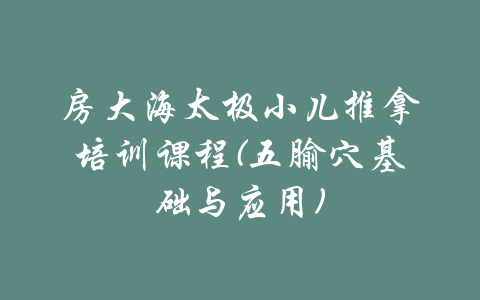 房大海太极小儿推拿培训课程(五腧穴基础与应用)-吾爱学吧