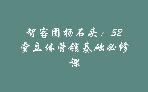 智客团杨石头：52堂立体营销基础必修课-吾爱学吧