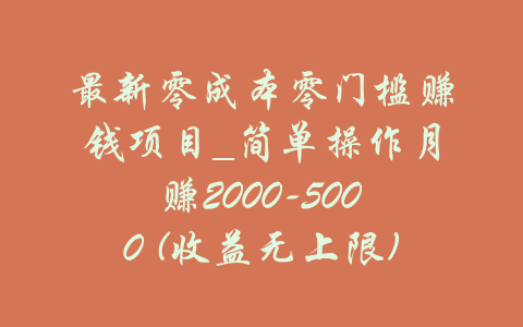 最新零成本零门槛赚钱项目_简单操作月赚2000-5000 (收益无上限)-吾爱学吧