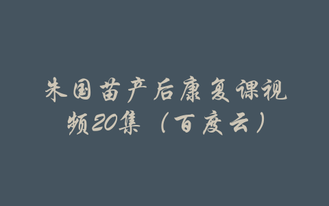 朱国苗产后康复课视频20集（百度云）-吾爱学吧