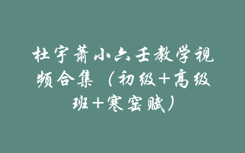 杜宇萧小六壬教学视频合集（初级+高级班+寒窑赋）-吾爱学吧