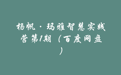 杨帆·玛雅智慧实践营第1期（百度网盘）-吾爱学吧