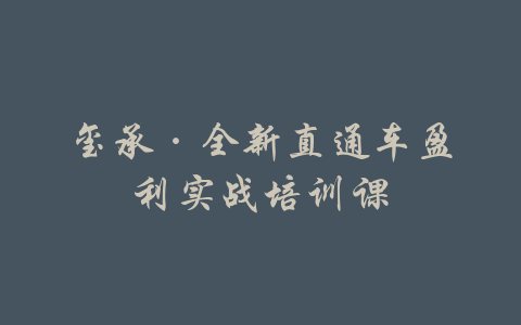 玺承·全新直通车盈利实战培训课-吾爱学吧