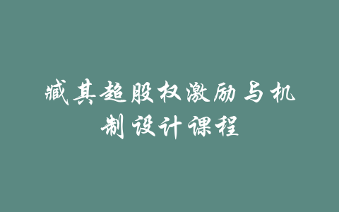 臧其超股权激励与机制设计课程-吾爱学吧