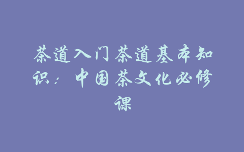 茶道入门茶道基本知识：中国茶文化必修课-吾爱学吧