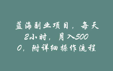 蓝海副业项目，每天2小时，月入5000，附详细操作流程-吾爱学吧