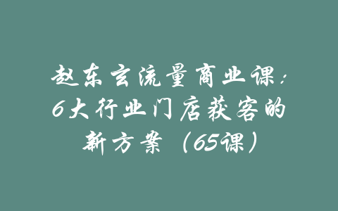 赵东玄流量商业课：6大行业门店获客的新方案（65课）-吾爱学吧