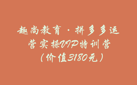 趣尚教育·拼多多运营实操VIP特训营（价值3180元）-吾爱学吧