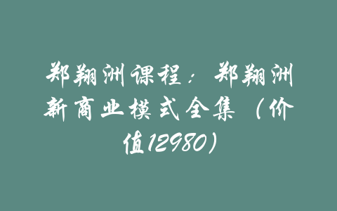 郑翔洲课程：郑翔洲新商业模式全集（价值12980）-吾爱学吧