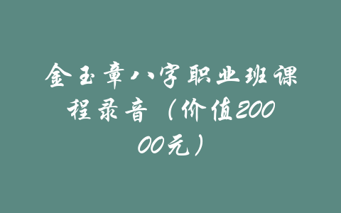 金玉章八字职业班课程录音（价值20000元）-吾爱学吧