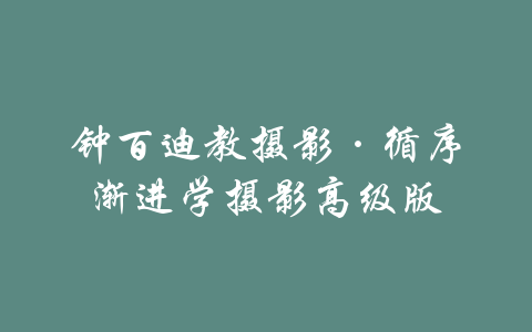 钟百迪教摄影·循序渐进学摄影高级版-吾爱学吧