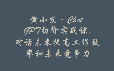 黄小发·Chat GPT初阶实战课，对话未来提高工作效率和未来竞争力-吾爱学吧