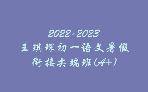 2022-2023王琪琛初一语文暑假衔接尖端班(A+)-吾爱学吧