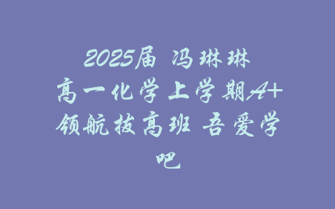 2025届 冯琳琳高一化学上学期A+领航拔高班 吾爱学吧-吾爱学吧