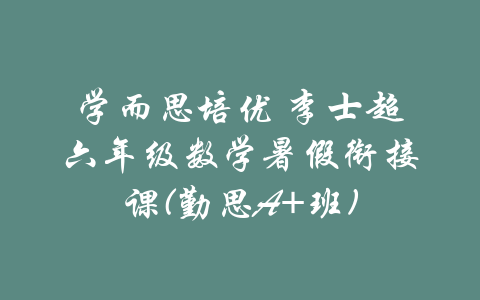 学而思培优 李士超六年级数学暑假衔接课(勤思A+班)-吾爱学吧