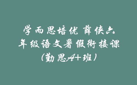 学而思培优 薛侠六年级语文暑假衔接课(勤思A+班)-吾爱学吧