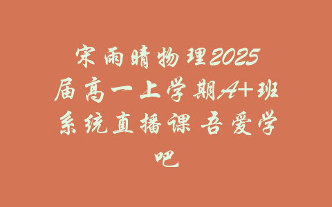 宋雨晴物理2025届高一上学期A+班系统直播课 吾爱学吧-吾爱学吧