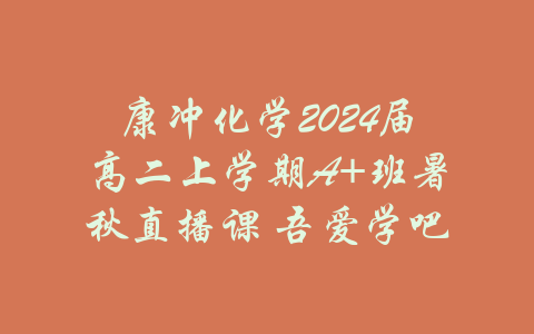 康冲化学2024届高二上学期A+班暑秋直播课 吾爱学吧-吾爱学吧