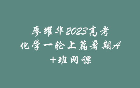 廖耀华2023高考化学一轮上篇暑期A+班网课-吾爱学吧