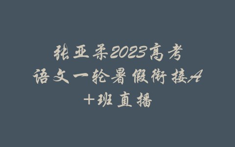 张亚柔2023高考语文一轮暑假衔接A+班直播-吾爱学吧