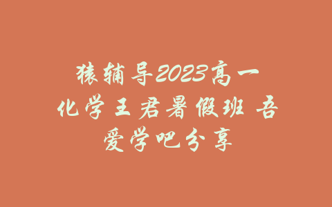 猿辅导2023高一化学王君暑假班 吾爱学吧分享-吾爱学吧