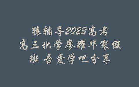 猿辅导2023高考高三化学廖耀华寒假班 吾爱学吧分享-吾爱学吧