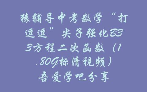 猿辅导中考数学“打逗逗”尖子强化B33方程二次函数（1.80G标清视频）吾爱学吧分享-吾爱学吧