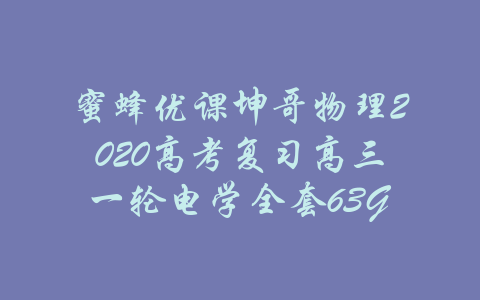 蜜蜂优课坤哥物理2020高考复习高三一轮电学全套63G-吾爱学吧