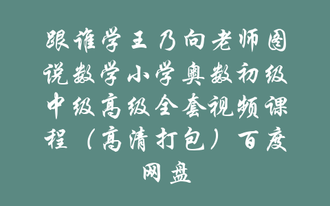 跟谁学王乃向老师图说数学小学奥数初级中级高级全套视频课程（高清打包）百度网盘-吾爱学吧